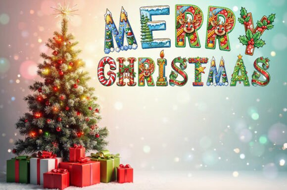 Download Christmas Decorative Alphabets &amp; Numbers - Alphabet Collection