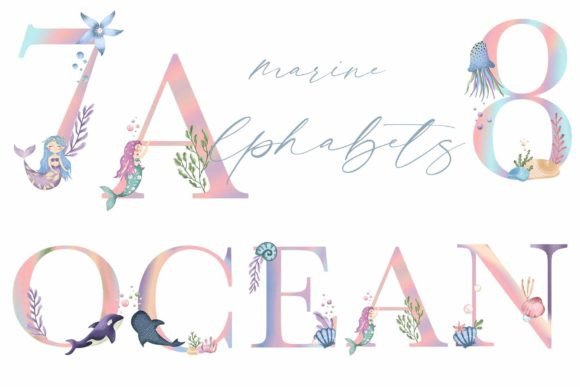 Download Ocean Elements Embellished Alphabets - Alphabet Collection